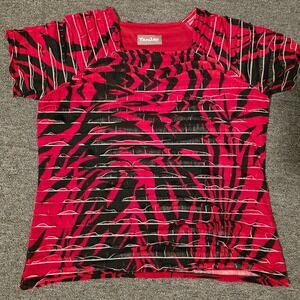 Tanjay Abstract Print Pleated Top Square Neck Short Sleeve‎ Blouse